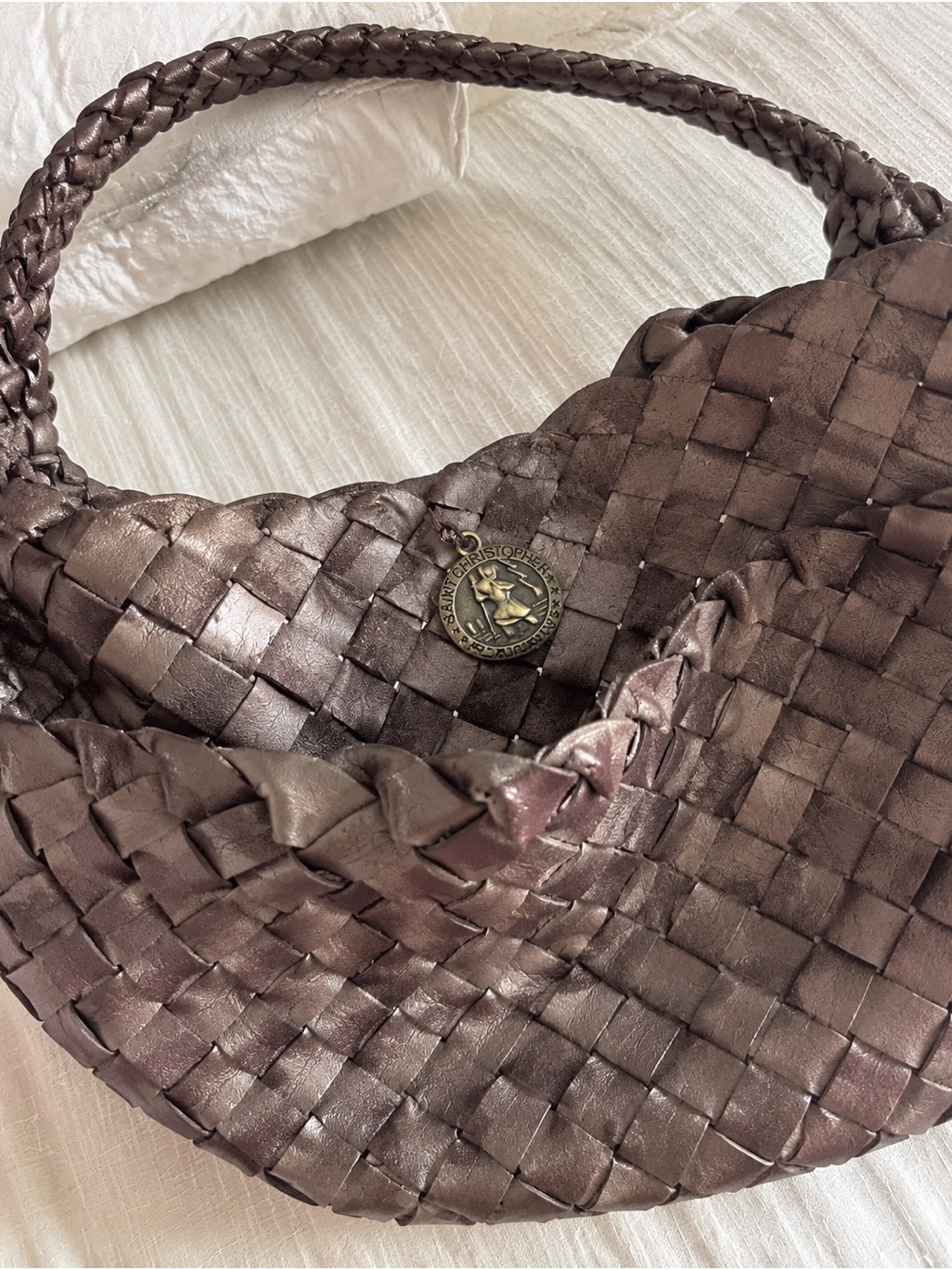 Dragon Diffusion Woven Leather Shoulder Bag In Dark Brown — image 4 of 4